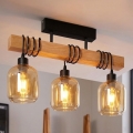 Brilagi - Plafonnier WOOD GLASS 3xE27/60W/230V pin/noir/brun fumé