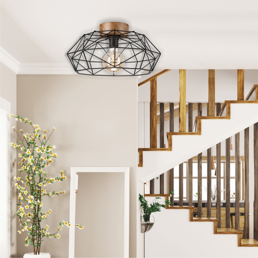 Brilagi - Plafonnier WOODY BASKET 1xE27/60W/230V Ø 40 cm chêne