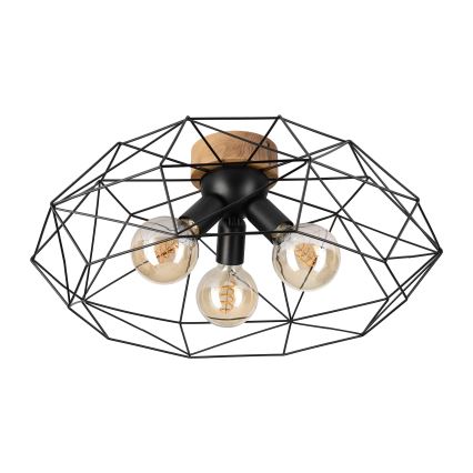 Brilagi - Plafonnier WOODY BASKET 3xE27/60W/230V Ø 60 cm chêne