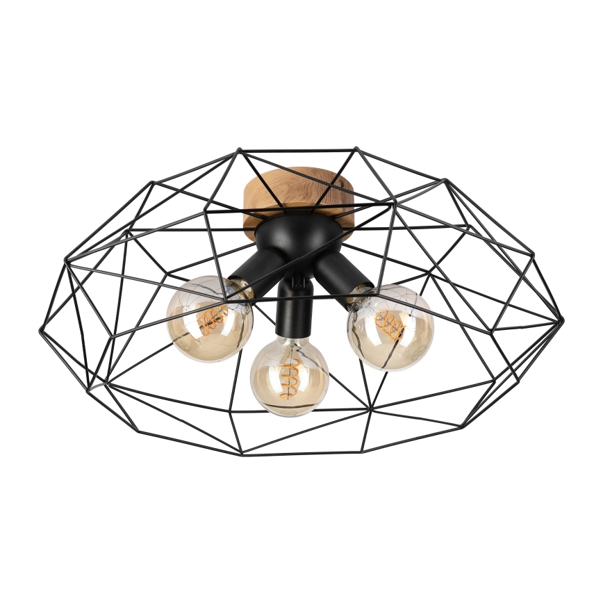 Brilagi - Plafonnier WOODY BASKET 3xE27/60W/230V Ø 60 cm chêne