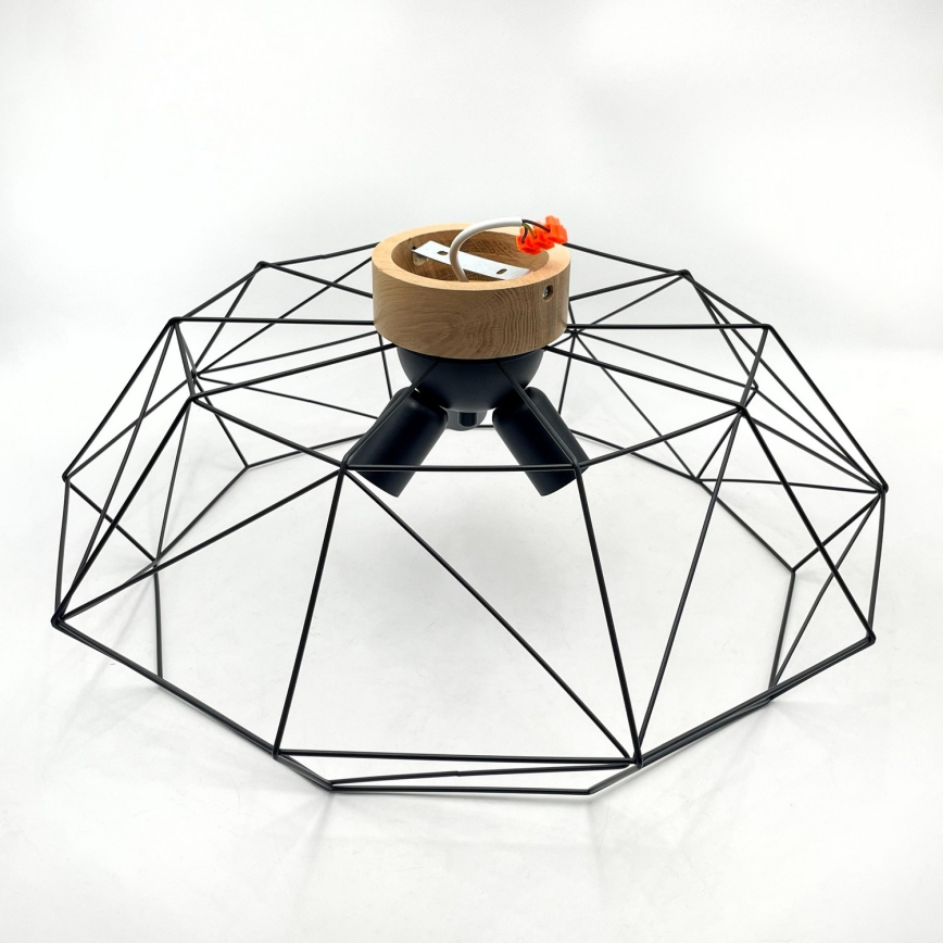 Brilagi - Plafonnier WOODY BASKET 3xE27/60W/230V Ø 60 cm chêne