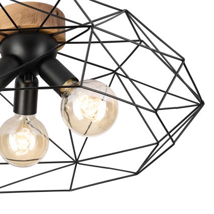 Brilagi - Plafonnier WOODY BASKET 3xE27/60W/230V Ø 60 cm chêne