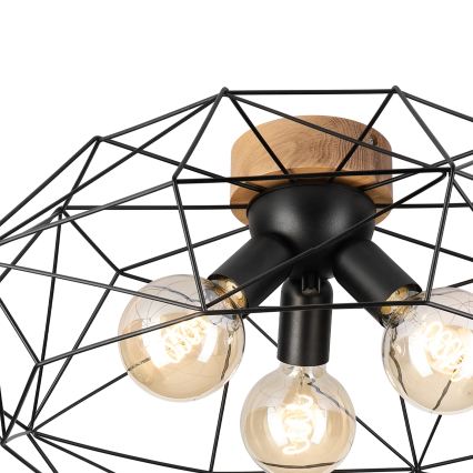 Brilagi - Plafonnier WOODY BASKET 3xE27/60W/230V Ø 60 cm chêne