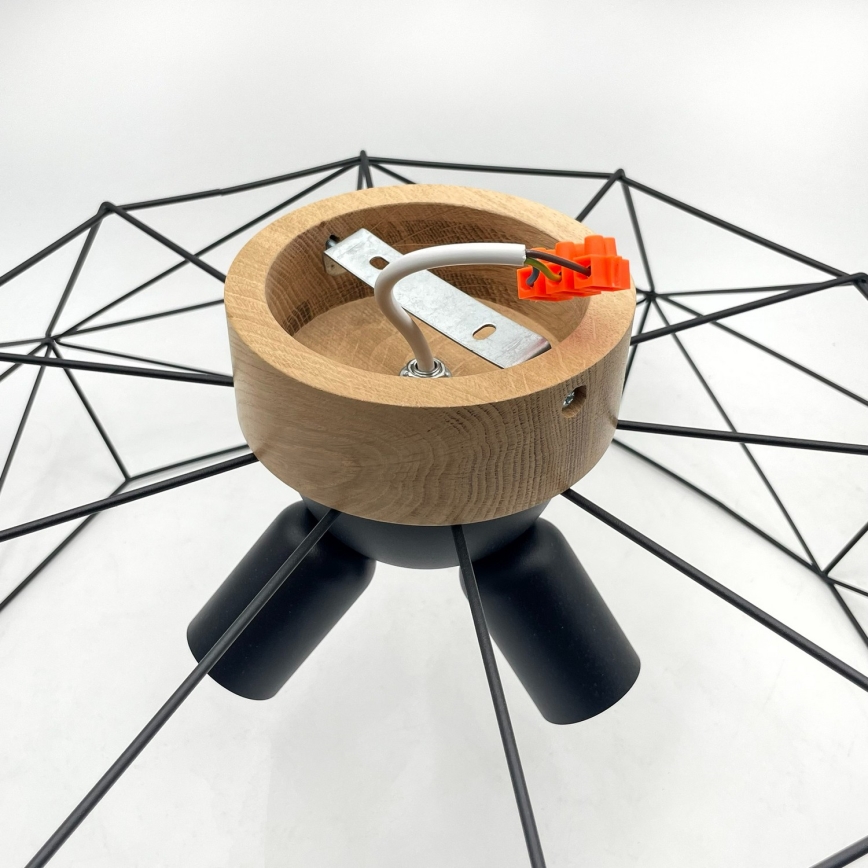 Brilagi - Plafonnier WOODY BASKET 3xE27/60W/230V Ø 60 cm chêne