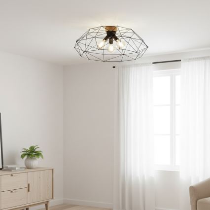 Brilagi - Plafonnier WOODY BASKET 3xE27/60W/230V Ø 80 cm chêne