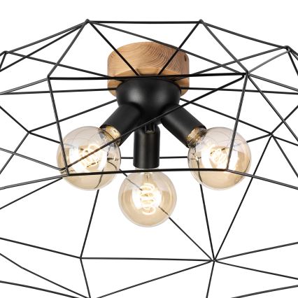 Brilagi - Plafonnier WOODY BASKET 3xE27/60W/230V Ø 80 cm chêne