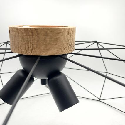 Brilagi - Plafonnier WOODY BASKET 3xE27/60W/230V Ø 80 cm chêne