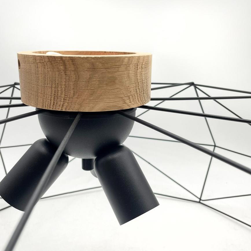 Brilagi - Plafonnier WOODY BASKET 3xE27/60W/230V Ø 80 cm chêne