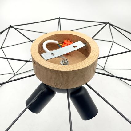 Brilagi - Plafonnier WOODY BASKET 3xE27/60W/230V Ø 80 cm chêne