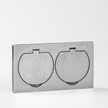Brilagi - Prise double encastrable INBOX IP55, argentée, rectangulaire