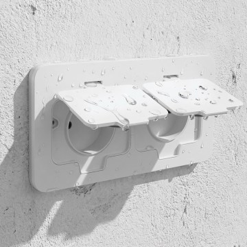Brilagi - Prise double encastrable INBOX IP55 pour cuisine blanche rectangulaire