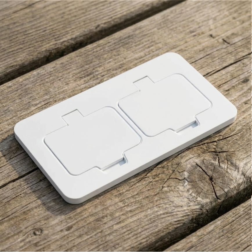 Brilagi - Prise double encastrable INBOX IP55 pour cuisine blanche rectangulaire