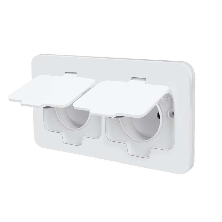Brilagi - Prise double encastrable INBOX IP55 pour cuisine blanche rectangulaire