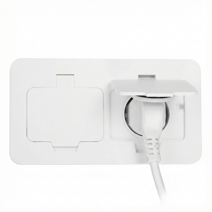 Brilagi - Prise double encastrable INBOX IP55 pour cuisine blanche rectangulaire