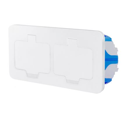 Brilagi - Prise double encastrable INBOX IP55 pour cuisine blanche rectangulaire