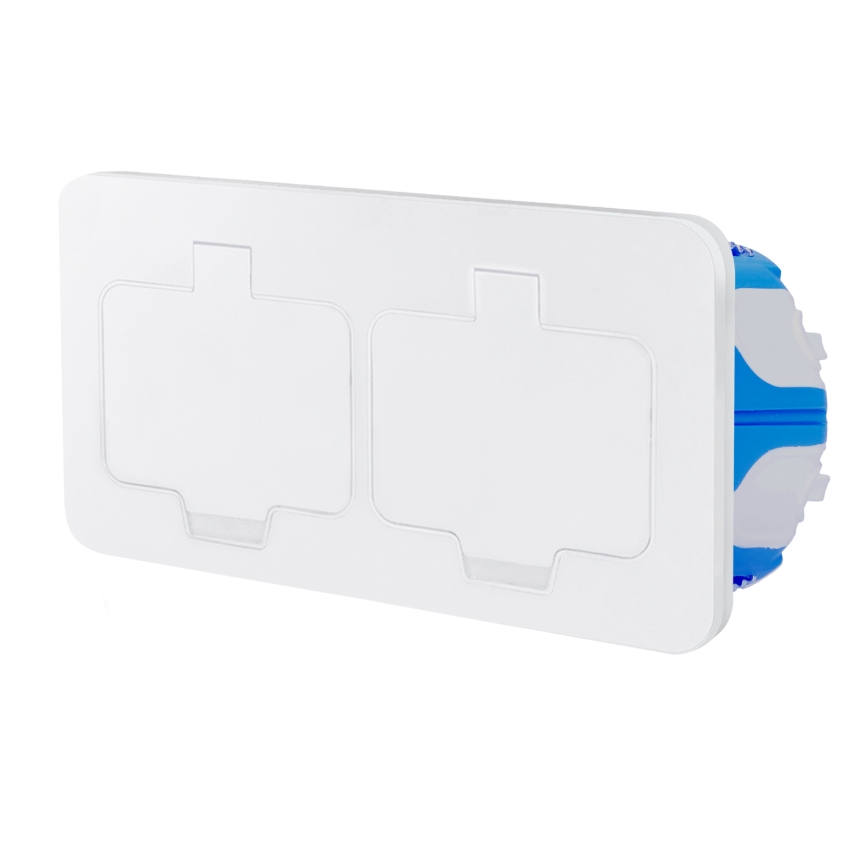 Brilagi - Prise double encastrable INBOX IP55 pour cuisine blanche rectangulaire