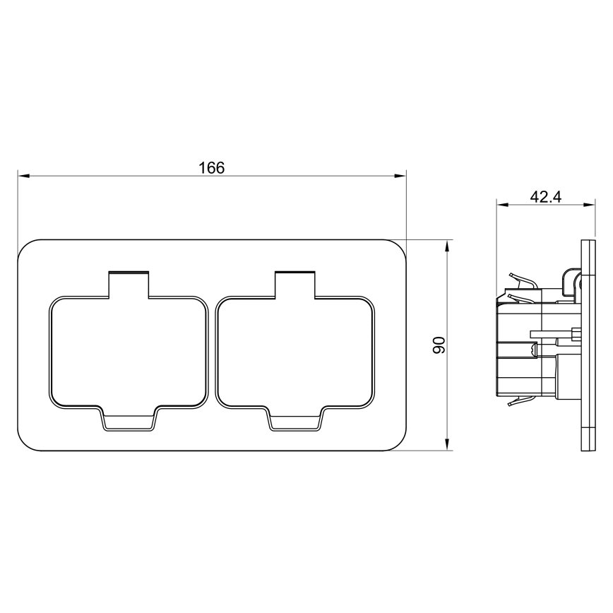 Brilagi - Prise double encastrable INBOX IP55 pour cuisine blanche rectangulaire