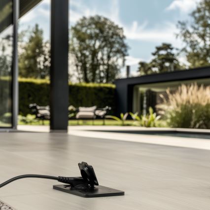 Brilagi - Prise double encastrée au sol d'extérieur IP55 noire rectangulaire