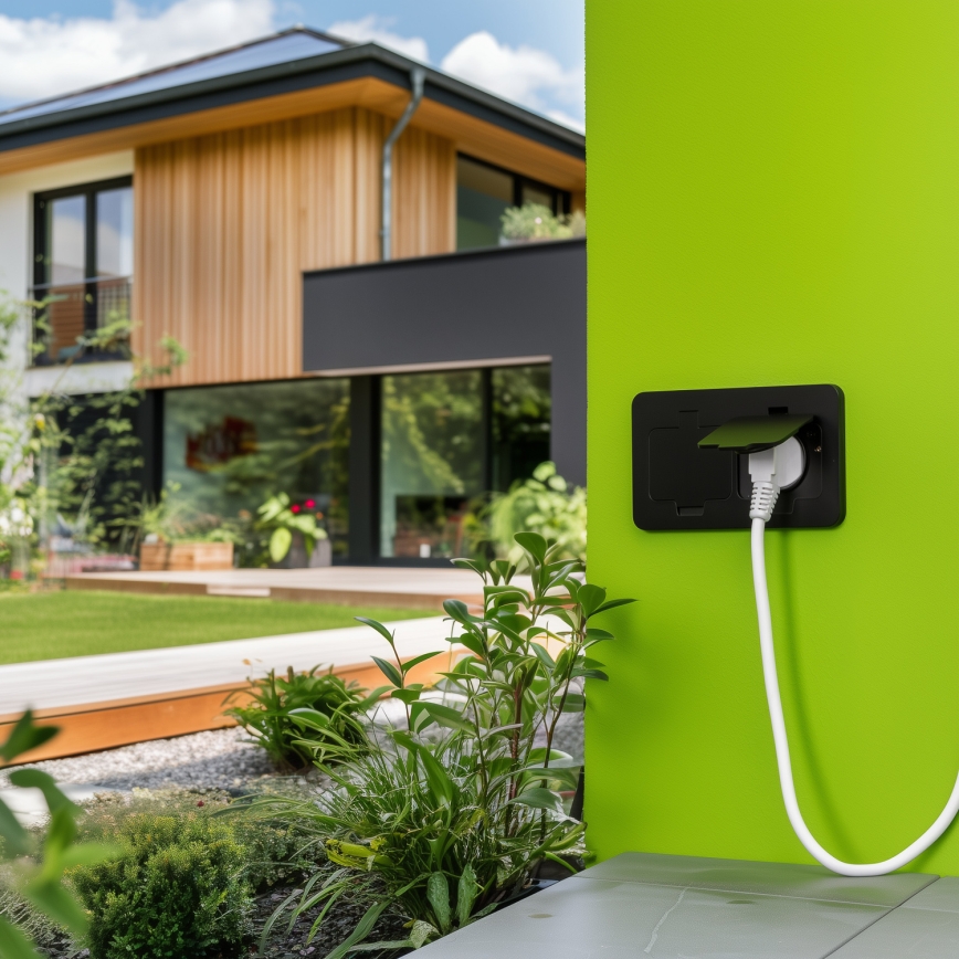 Brilagi - Prise double encastrée au sol d'extérieur IP55 noire rectangulaire