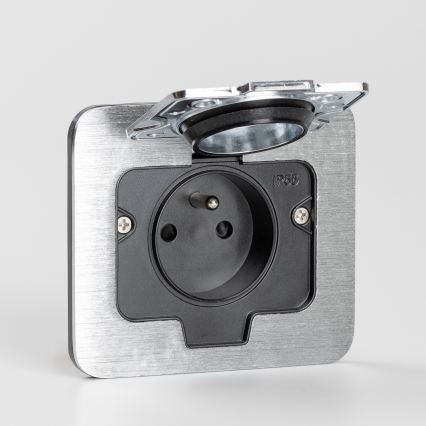 Brilagi - Prise encastrée de cuisine INBOX IP55 chrome mat rectangulaire