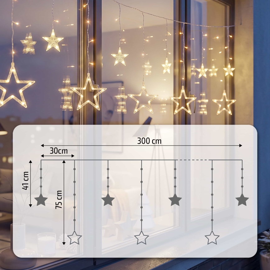 BRILAGI - Rideau de Noël extérieur à LED 123xLED/3xAA/USB 3m IP44 blanc chaud