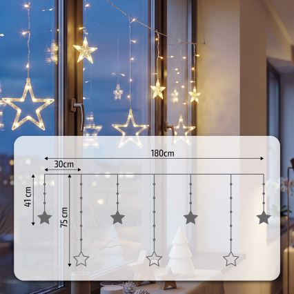 BRILAGI - Rideau de Noël LED 77xLED/3xAA/USB 1,8m blanc chaud