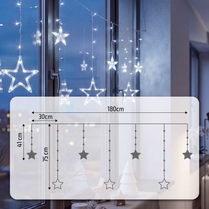 BRILAGI - Rideau de Noël LED 77xLED/3xAA/USB 1,8m blanc froid