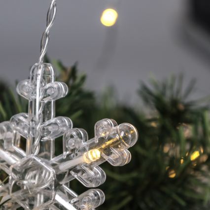 BRILAGI - rideau LED de Noël 77xLED/3xAA/USB 3,8m flocons blanc chaud