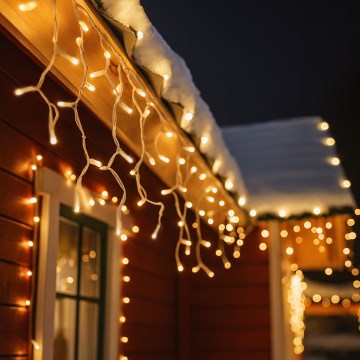 Brilagi - Rideau lumineux de Noël LED pour extérieur 360xLED/8 fonctions 14m IP44 blanc chaud effet glaçons