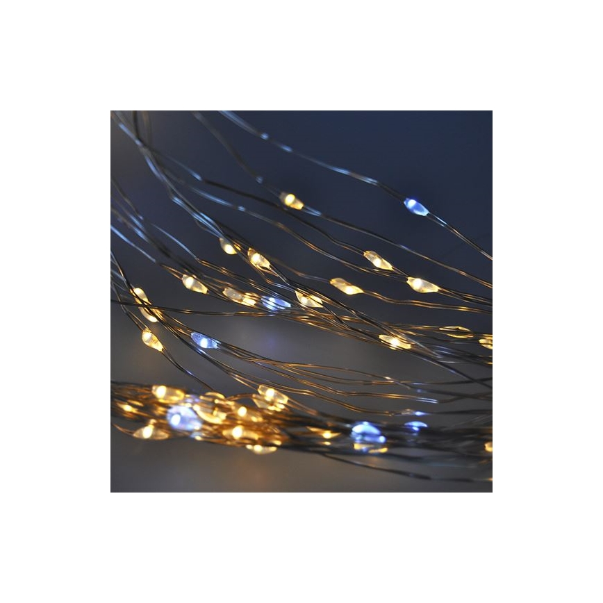 Brilagi - Rideau lumineux LED de Noël 300xLED/8 fonctions/3xAA/USB 1,2m blanc chaud