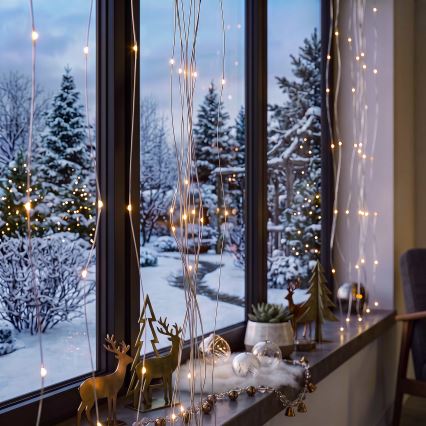 BRILAGI - Rideau lumineux LED de Noël 300xLED/8 fonctions/3xAA/USB 1,2m blanc chaud