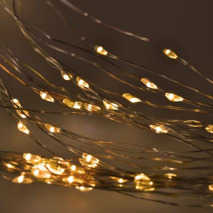 BRILAGI - Rideau lumineux LED de Noël 300xLED/8 fonctions/3xAA/USB 1,2m blanc chaud