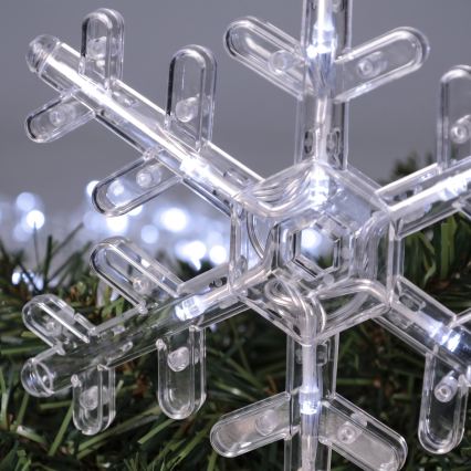 BRILAGI - Rideau lumineux LED de Noël 77xLED/3xAA/USB, 3,8 m, motifs flocons, blanc froid