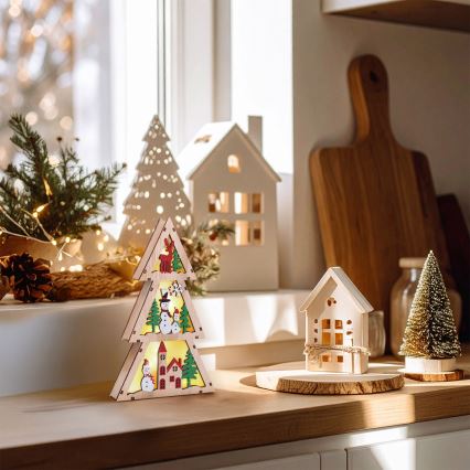 Brilagi - Sapin décoratif de Noël à LED, fonctionnant avec 2 piles AA