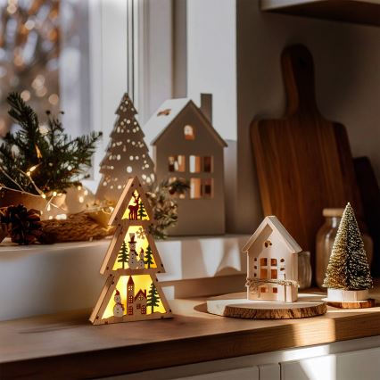 Brilagi - Sapin décoratif de Noël à LED, fonctionnant avec 2 piles AA