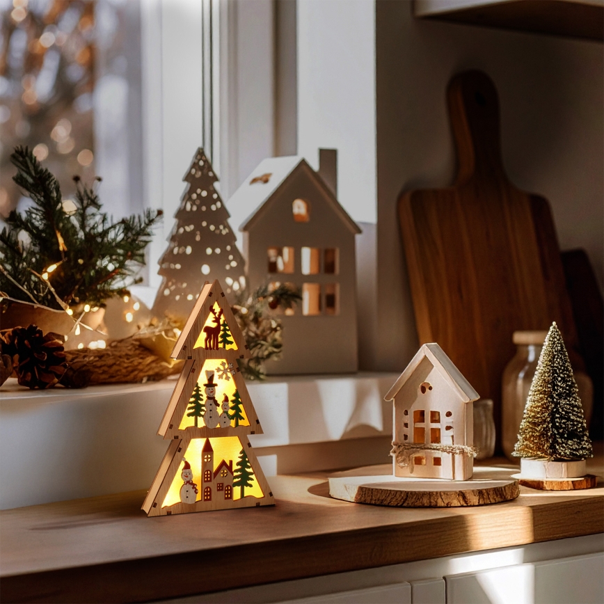 Brilagi - Sapin décoratif de Noël à LED, fonctionnant avec 2 piles AA