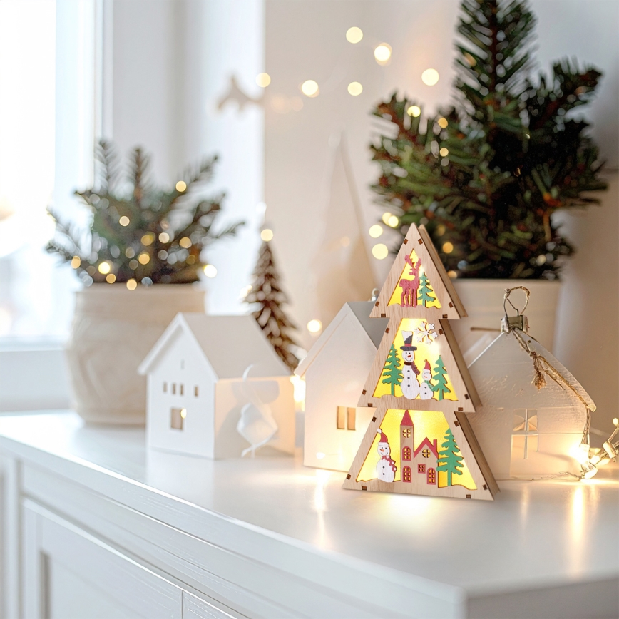Brilagi - Sapin décoratif de Noël à LED, fonctionnant avec 2 piles AA