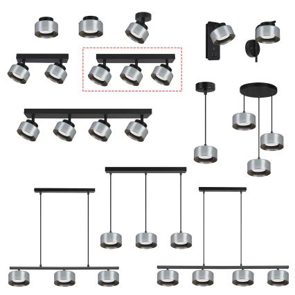 Brilagi - Spot AURA LUX 3xGX53/30W/230V noir/fumé