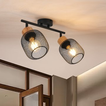 Brilagi - Spot BASKLITE 2xE27/15W/230V bois d'hévéa/noir