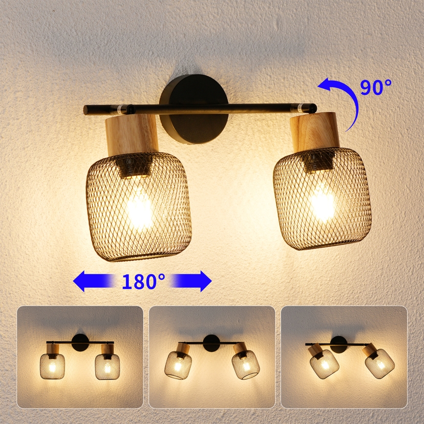 Brilagi - Spot BASKLITE 2xE27/15W/230V bois/noir