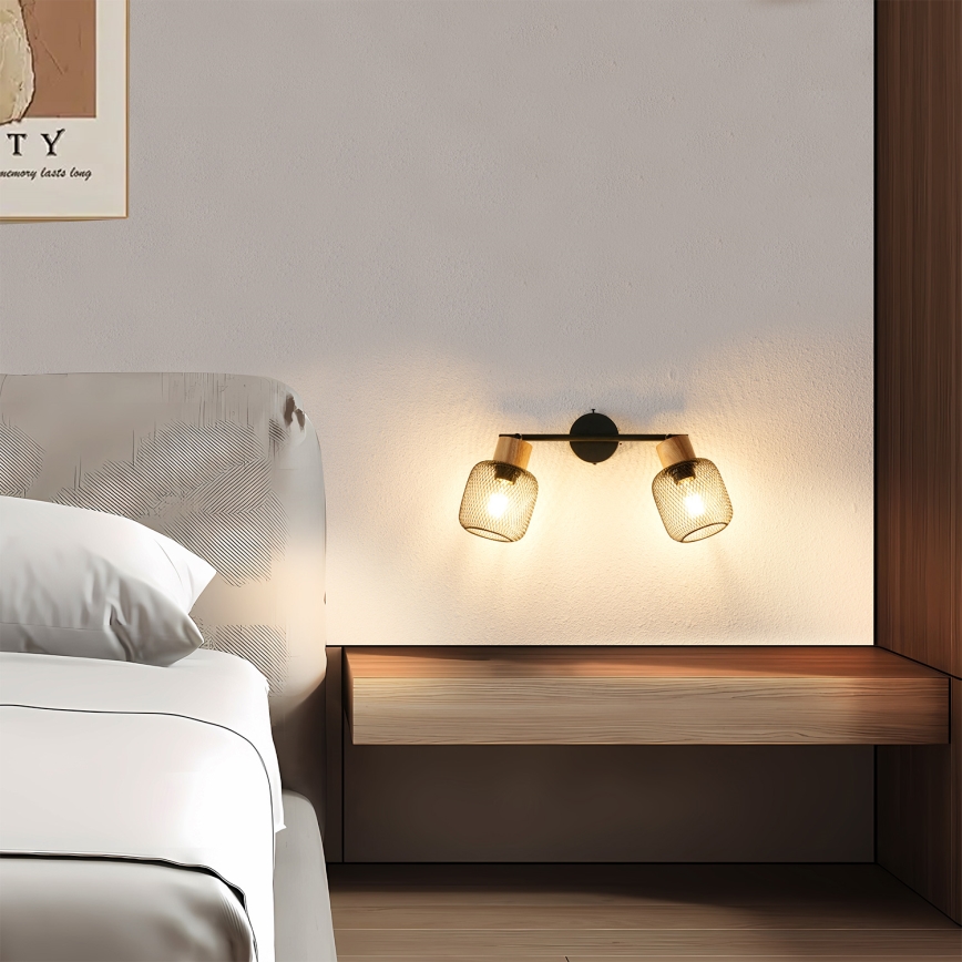 Brilagi - Spot BASKLITE 2xE27/15W/230V bois/noir