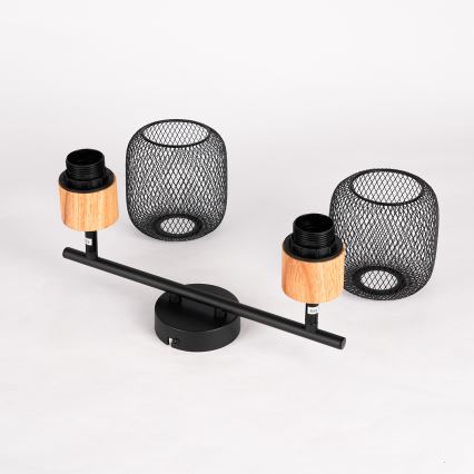 Brilagi - Spot BASKLITE 2xE27/15W/230V bois/noir