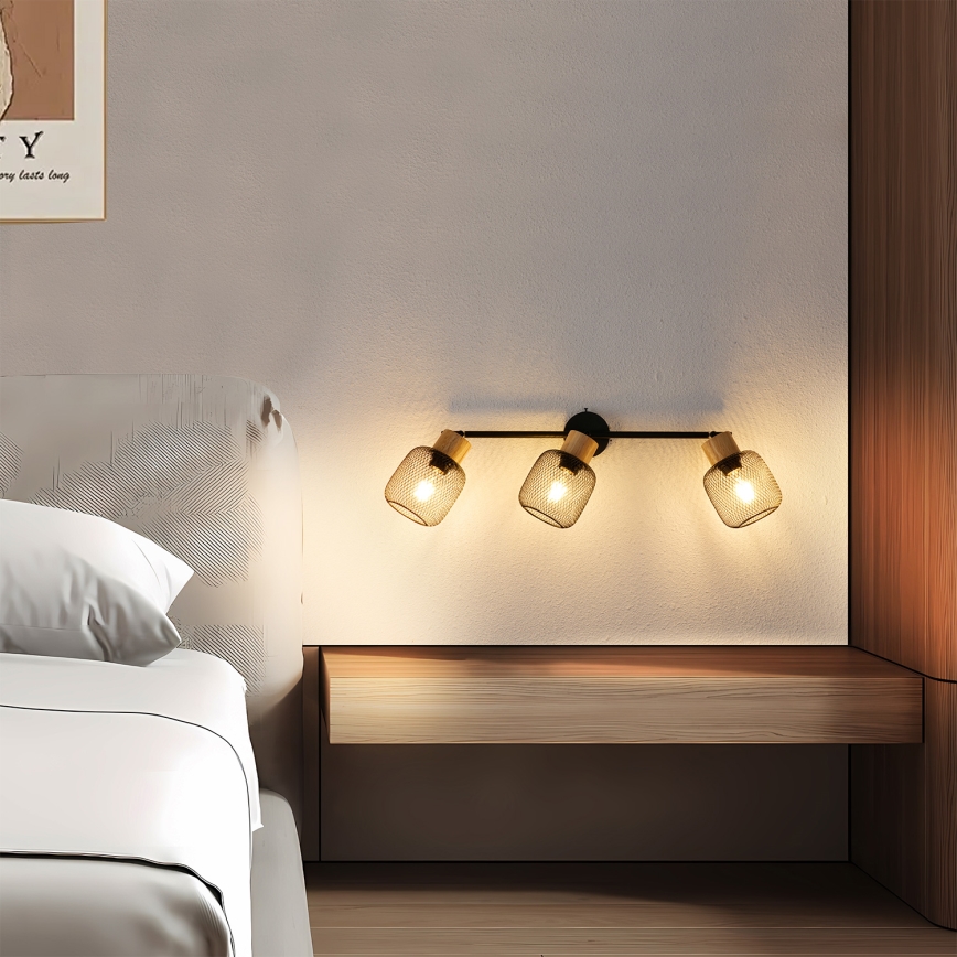 Brilagi - Spot BASKLITE 3xE27/15W/230V bois/noir