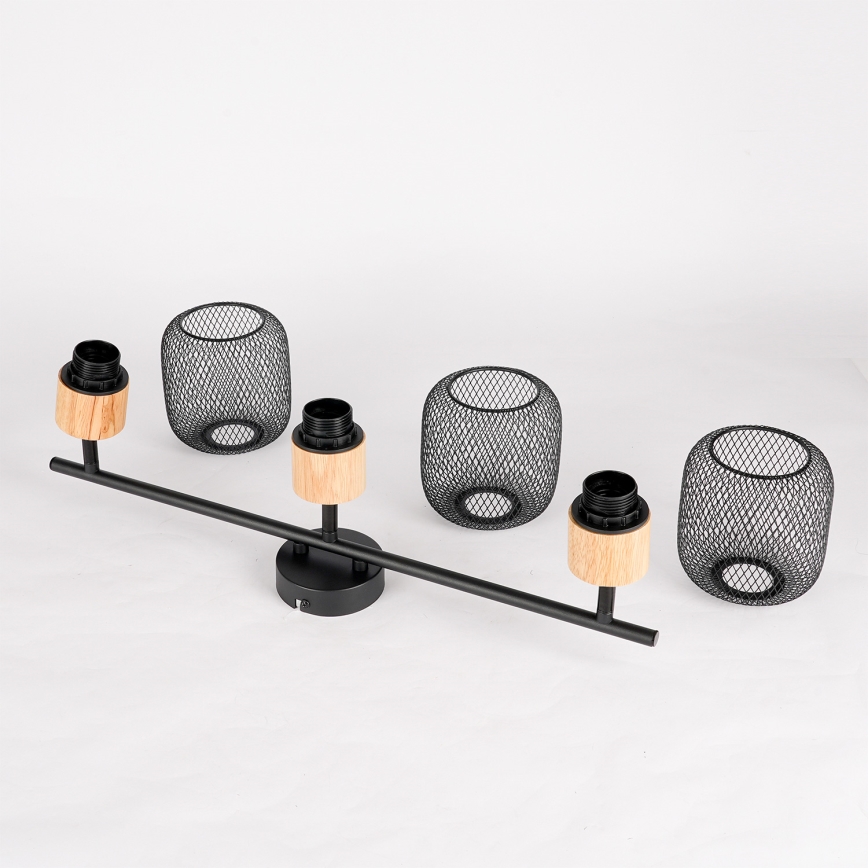 Brilagi - Spot BASKLITE 3xE27/15W/230V bois/noir