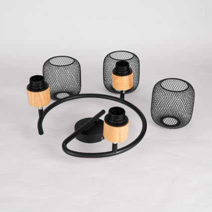 Brilagi - Spot BASKLITE 3xE27/15W/230V bois/noir