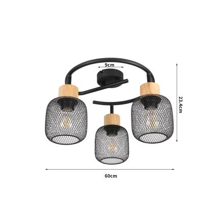 Brilagi - Spot BASKLITE 3xE27/15W/230V bois/noir