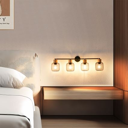 Brilagi - Spot BASKLITE 4xE27/15W/230V bois d'hévéa/noir