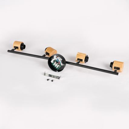 Brilagi - Spot BASKLITE 4xE27/15W/230V bois d'hévéa/noir