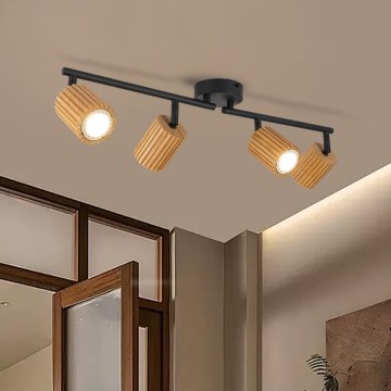 Brilagi - Spot d'éclairage MODERN WOOD 4xGU10/8W/230V bois d'hévéa/noir
