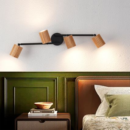 Brilagi - Spot d'éclairage MODERN WOOD 4xGU10/8W/230V bois d'hévéa/noir